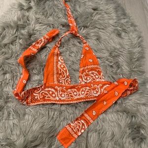 Adriana Sahar Orange bandana triangle bralette